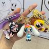Очаровательный мультяшный силиконовый брелок Powerpuff Girls, милый аксессуар для ключей от машины