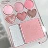 Pink Orange Eyeshadow Palette 8-Colors Facial Blusher Highlighters Brightening Lasting Heart-shaped Eye Shadow Make Up Cosmetics