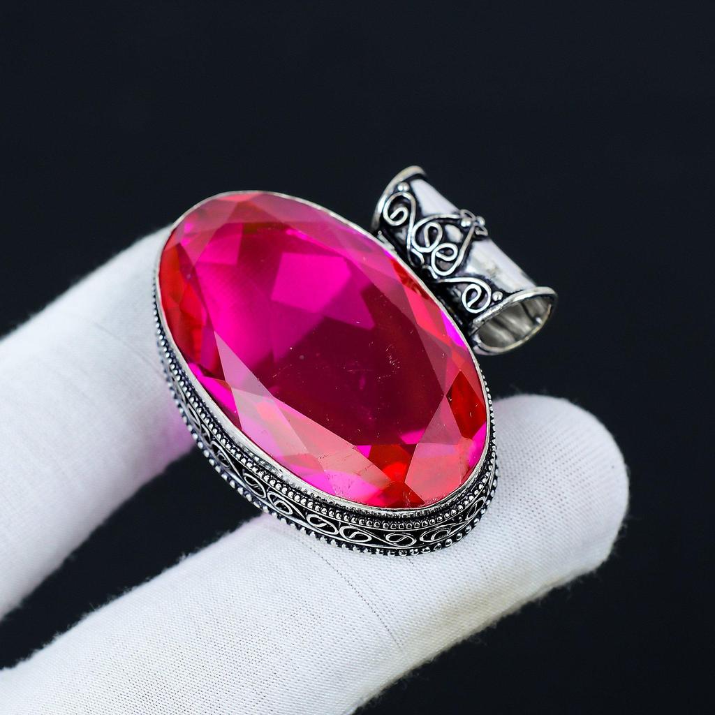 Pink Rubellite Pendant, 925 Sterling Silver Pendant, Handmade Jewelry Pendant, Antique Pendant, Rubellite Gemstone Pendant, Gift For Mom