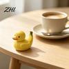Unique Gifts for Friends Adorable Fruit Duck Figurine, Resin Apple Strawberry Peach Banana Sculpture, Mini Cute Desktop Ornaments Desk Decor