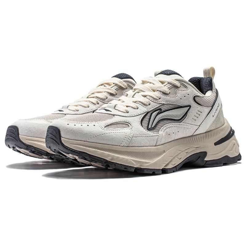 Lining Beichen Thick Sole Height Increasing Non Slip Wear Resistant Low Top Running Shoes Women Running Shoes White Gray AGCT426-1