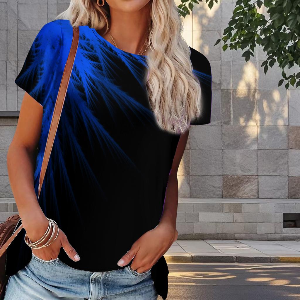 Women Summer T Shirt Simple Print Retro Fashion Short Sleeve Tees Casual Printed Tops