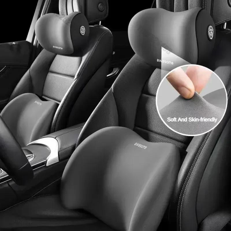 Car Headrest Cervical Spine Neck Support Pillow and Waist Support Pillow Set. Designed with Premium Memory, Our Car Memory