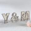Wooden Alphabet Letters Wall Decor Set Engraved Floral Pattern Home Craft Ornaments Elegant Display for Living Room