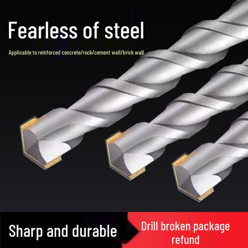 Extended Rotary Hammer Drill Bit Set for Concrete, Stone, and Brick Walls - Alloy, Square & Round Shanks