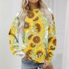 Women's Fashion Flower Printing Round Neck Sweater Top