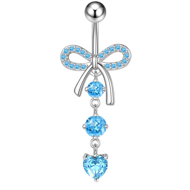 Нержавеющая сталь розовая точка дрель пупочное кольцо бабочка циркон простая пряжка для пупка украшение для пирсинга