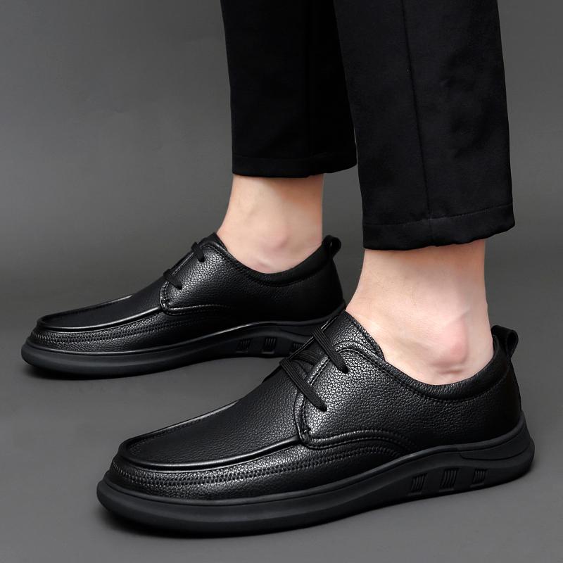 Genuine Leather Shoes Men Cow Leather Mens Casual Shoes Black Brown Plus Size Wedding Party Dress Shoes