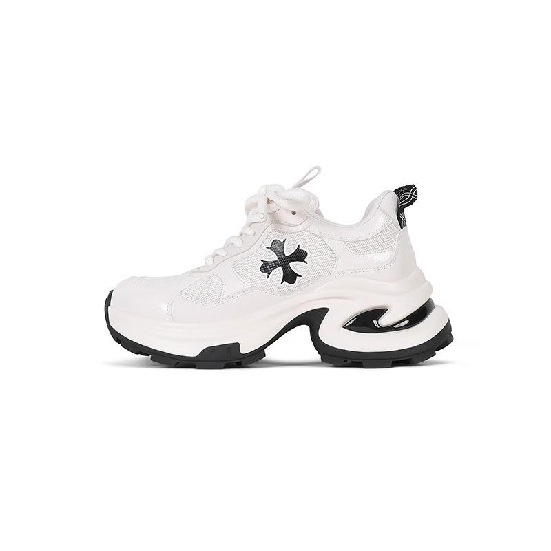 Leather platform dad shoes women's 2025 spring new cross breathable versatile lightweight non-slip casual sports shoes tide