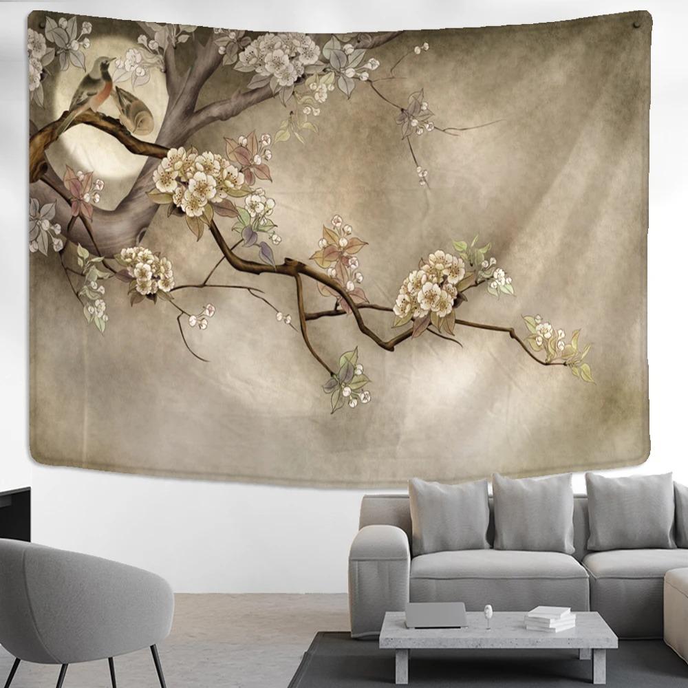 Украшение стены дома гобелен цветок птица фон подвесная ткань офис гостиная гобелен