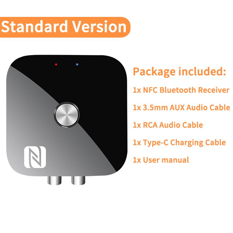 NFC Bluetooth 5.3 Audio Receiver 3.5mm AUX R/L RCA Stereo HIFI Music Wireless Adapter With Mic USB U-Disk Play Remote Control