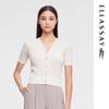 ELLASSAY Женский классический трикотажный топ с V-образным вырезом и короткими рукавами