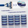 16PCS Straight Razor Shaver For Men Shaving Machine Blades For Gillettee Fusione 5 Safety Shave Case Replaceable Cassettes