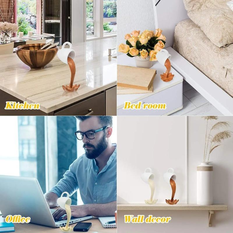 Плавающая скульптура пролитой чашки кофе, украшение для кухни, пролитая магия, всплеск, креативный декор для рабочего стола, украшение для дома