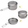 Camping Cookware Set Titanium Pot and Fry Pan Set with Lid and Foldable Handles for Outdoor Camping Hiking Backpacking