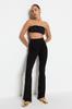 Women's Style Plus Size Black Ribbed Elastic Waist Flare Flare Leg High Waist Knitted Trousers