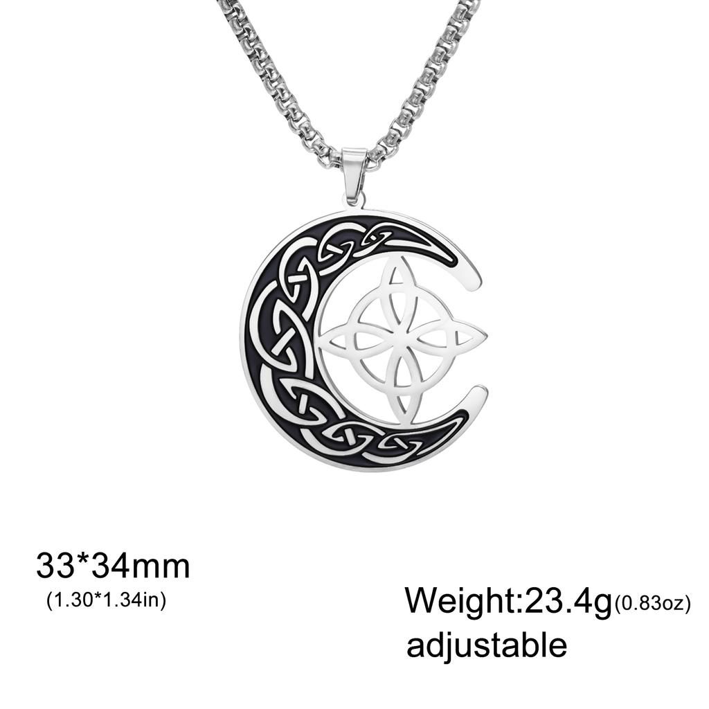 Teamer Crescent Witch Knot Charms Pendant Necklace For Woman Man Vintage Viking Celtics Jewelry Valentine Gift New In
