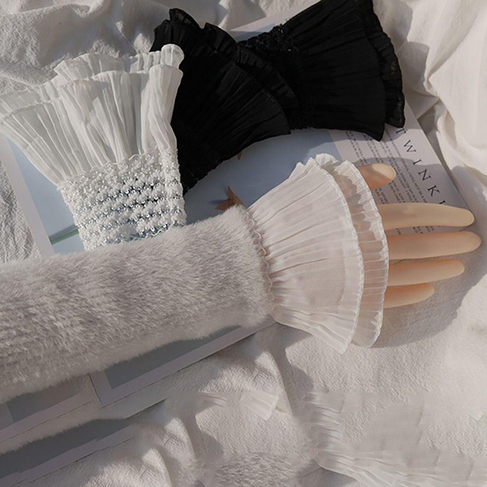 Cover Gloves Sweater Decorative Lace Cuffs Ruffles Elbow Sleeve Fake Sleeve Detachable Sleeve Cuffs
