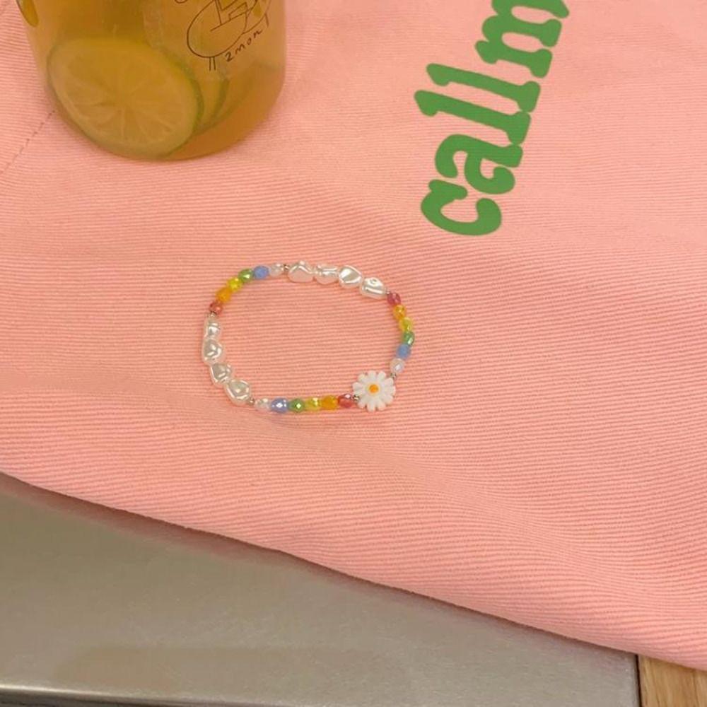 Minority Design Daisy Bracelet Bead Flower Pearls Clavicle Chain Rice Bead Necklace  Decoration