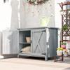 Wooden Garden Shed, Outdoor Fir Wood Storage Shed with Shelf and Double Doors, Light Grey