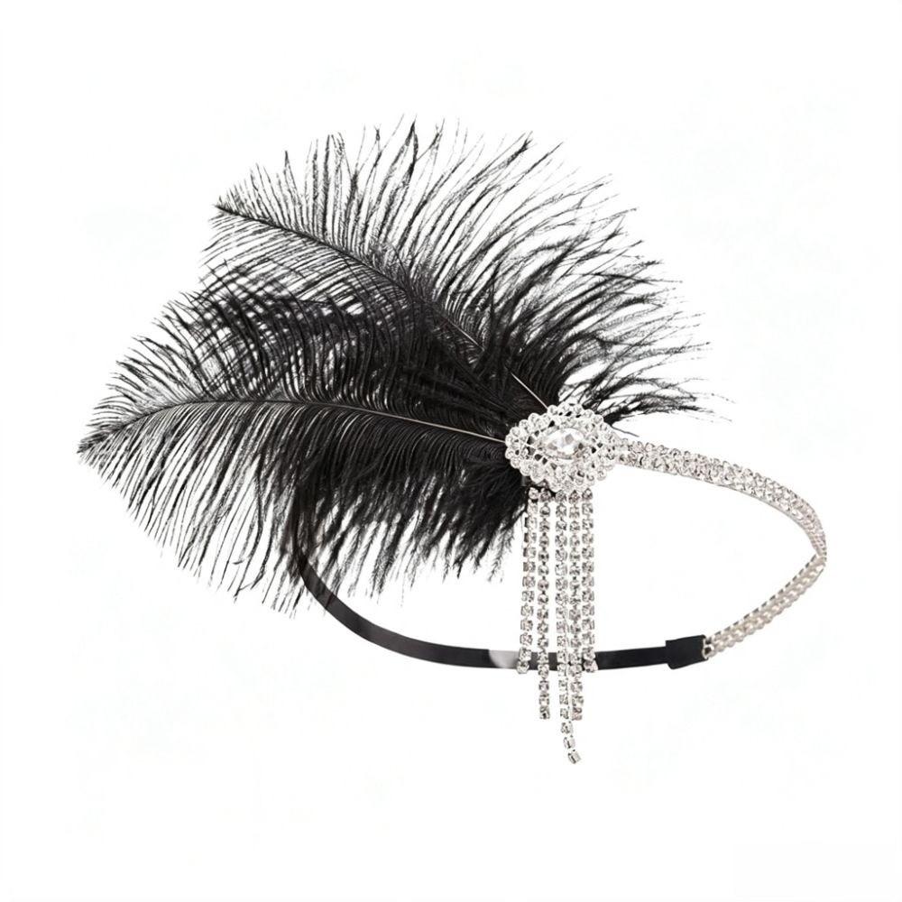 Vintage Feather Headband Retro Gatsby Headpiece Accessories Flapper Headband Wedding
