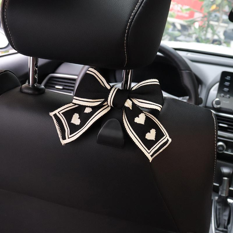 Bowknot Car Hooks Seat Back Vehicle Headrest Organizer Storage Hanger Groceries Handbag Women Car Accessories