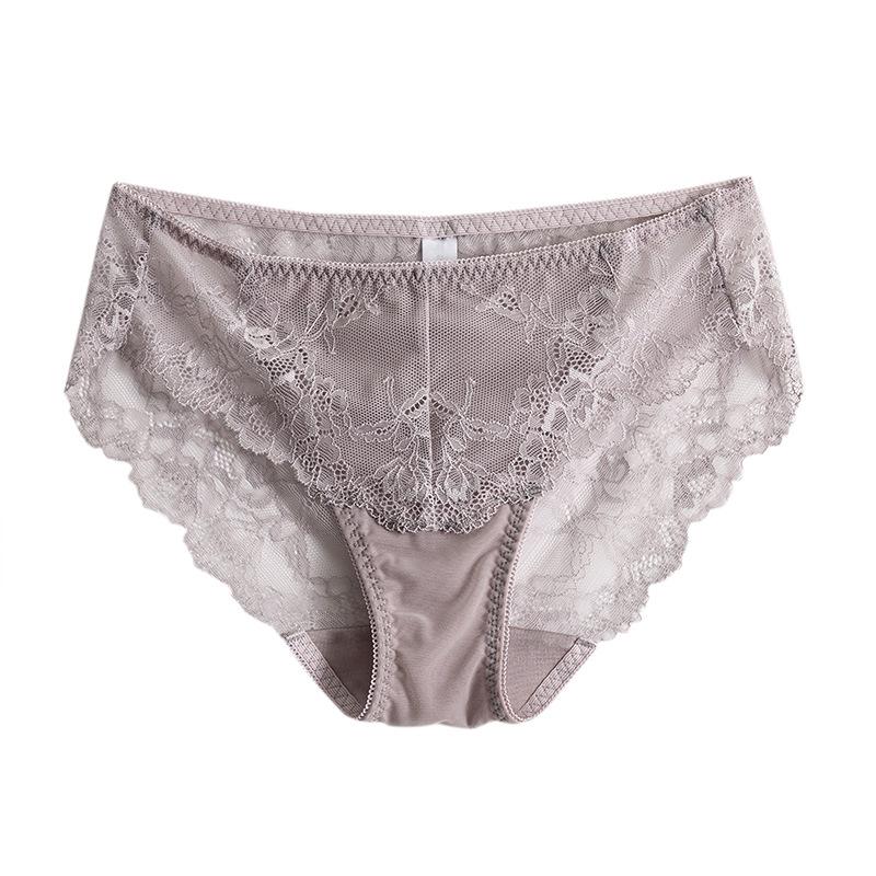 1 Pc Low Waist Sexy Lace Triangle Briefs Silky Smooth and High Elasticity Silk Home Underwear Briefs