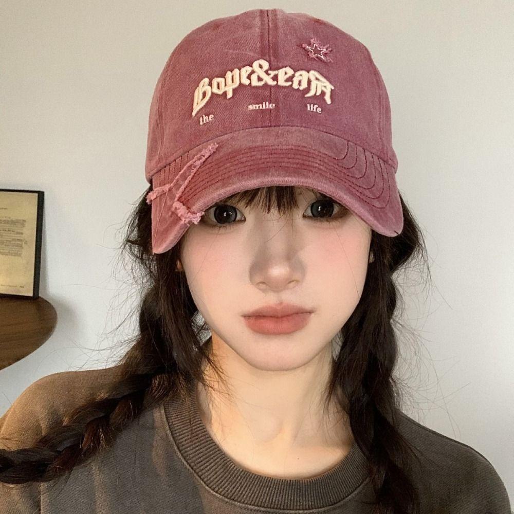 Embroidered Letter Baseball Hat Sunscreen Star Peaked Cap Washed Denim Baseball Cap Male/Female