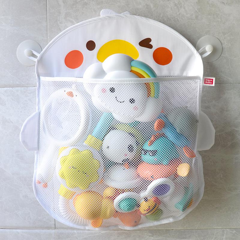 Dinosaur Duck Cartoon Animal Baby Bath Toys Organizer Net Bag Suction Cup Bathroom Baby Shower Tidy Storage Drain Water Dry