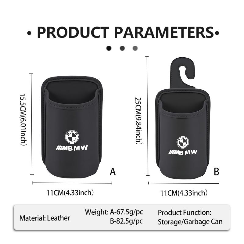 BEKV7 Leather Car Seat Cup Holder Hang Drink Storage Box Accessorie For BMW M Performance Alpina M3 M5 M6 X1 X3 X4 X5 G20