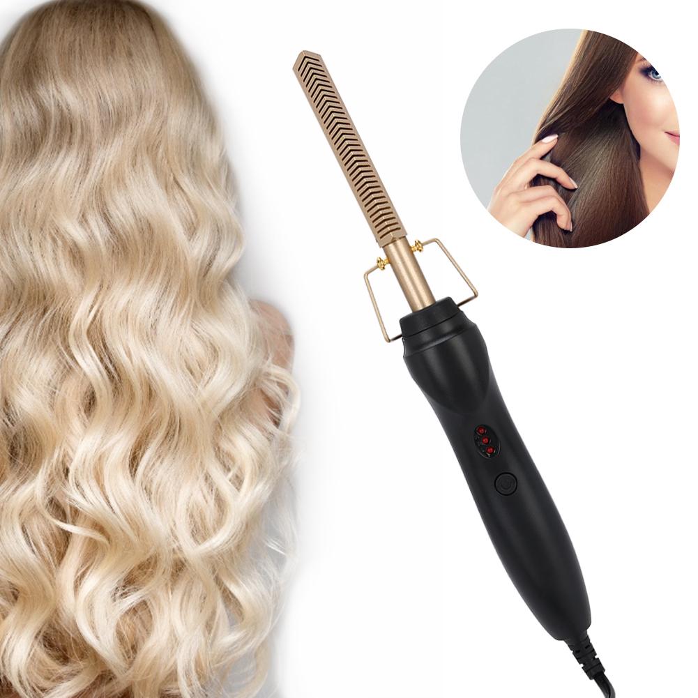 Multi Functional Electric Heating Hair Straightener Comb Hair Curler Curling Iron