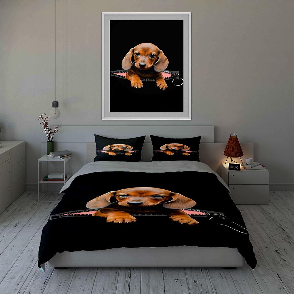 Dachshund zipper design. Bedding Duvet cover sets Duvet covers Pillowcases gifts (1 * Duvet Cover 2 * Pillowcases, without duvet insert)