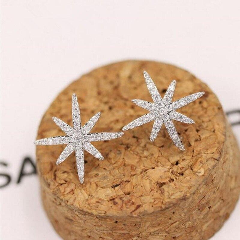 925 Sterling Silver Jewelry Temperament Fashion Micro-inlaid Zircon Crystal Accessories Female Personality Stud Earrings E105