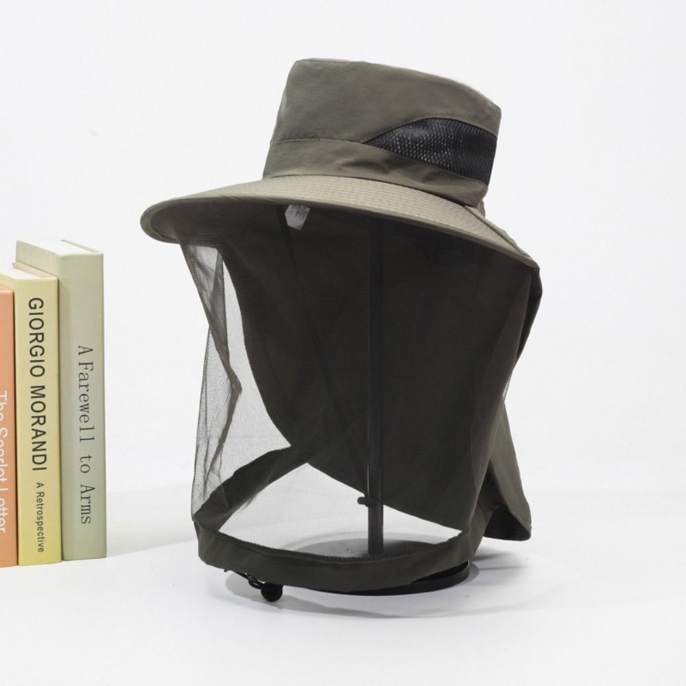 Foldable Net Cover Fisherman Hat Wide Brim Sun Protection Hat Breathable Bee Mosquito Hat Fishing