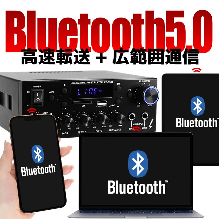 MIFO Digital Amplifier Audio Amplifier Maximum Output 150W Bluetooth USB Memory SD Card Hifi Stereo with Dual Microphone Terminal Remote Control High