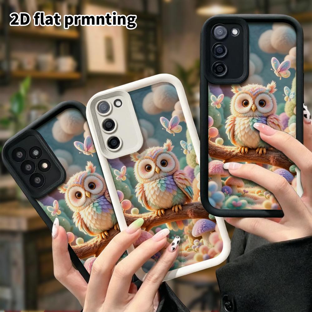 Phone Case: 2D flat, suitable for Samsung Galaxy A34 A35 M05 M06 S20 S22 S21 FE Plus 5G protective case, forest owl, perfect Christmas and Halloween h