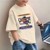 Summer Boys T-shirt New Cotton Trend T-shirt Baby Handsome Fashionable Solid Colour Round Neck Short-sleeved Printed Tops