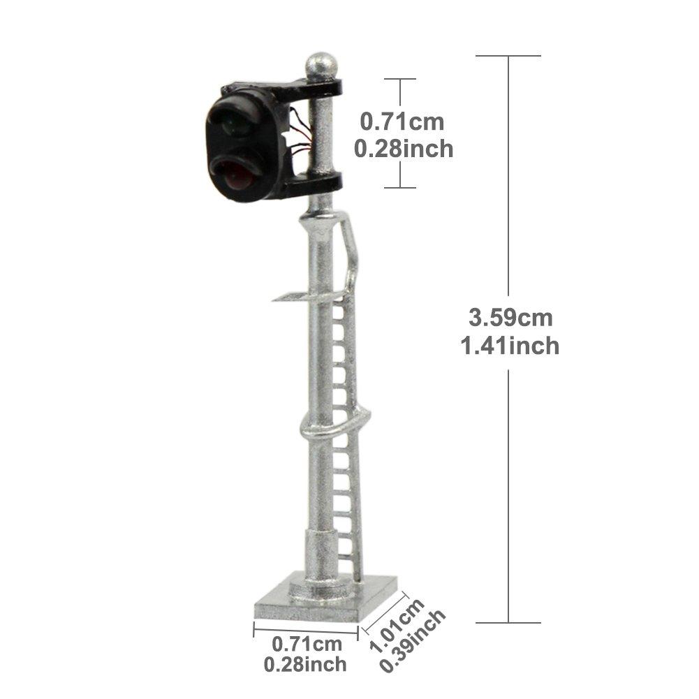 Набор из 3 1:150 Серебристых металлических светофоров, двухсекционные светофоры, для макетов железных дорог, зданий, диорам и образовательных DIY-проектов