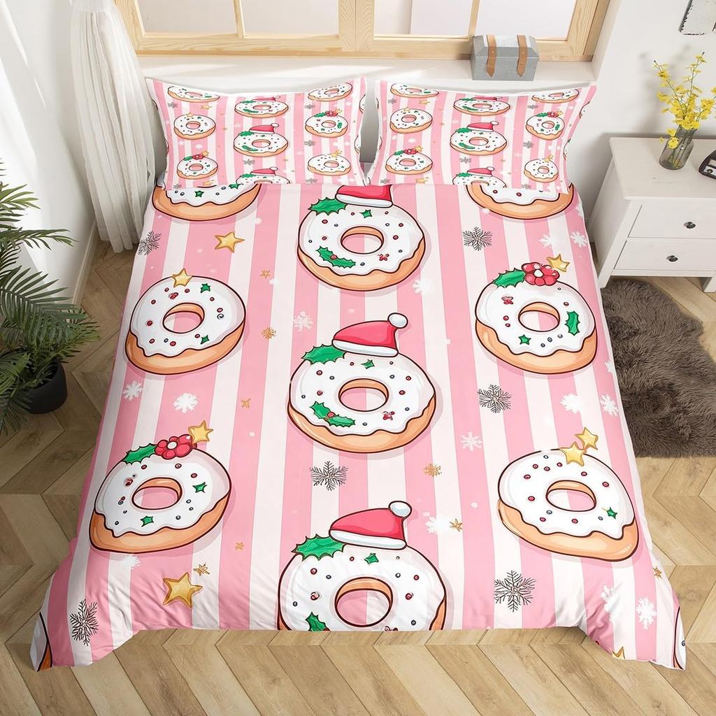 Мягкий милый комплект пододеяльников с пончиками, комплект постельного белья с десертной тематикой для девочек и мальчиков, подарки из микрофибры, забавный мультяшный комплект со вкусной едой, пододеяльник