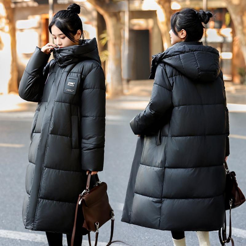 Long Over-knee Cotton-padded Clothes for Women's Winter New Loose Casual Thickened Hooded Temperament Warm Cotton Jacket