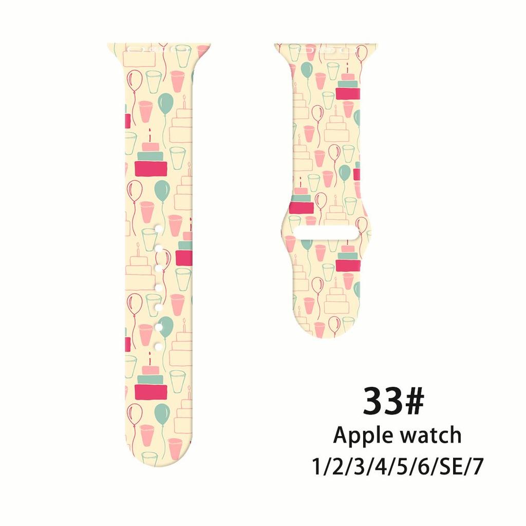 Ремешок Fresh Mori Printed Strap для Apple Watch S10 - мягкий силиконовый спортивный креативный сменный ремешок для iWatch 10/9/8/7/6/5/4/3/2/1/Se/Ultra/Ultra2 49 мм