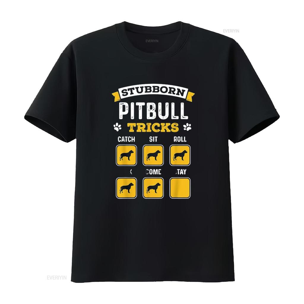 Stubborn Pitbull Tricks Funny s for Dog Owner Womens T Shirt Black XL vintage Washed Stylish Soft Stretched graphic Comfortable