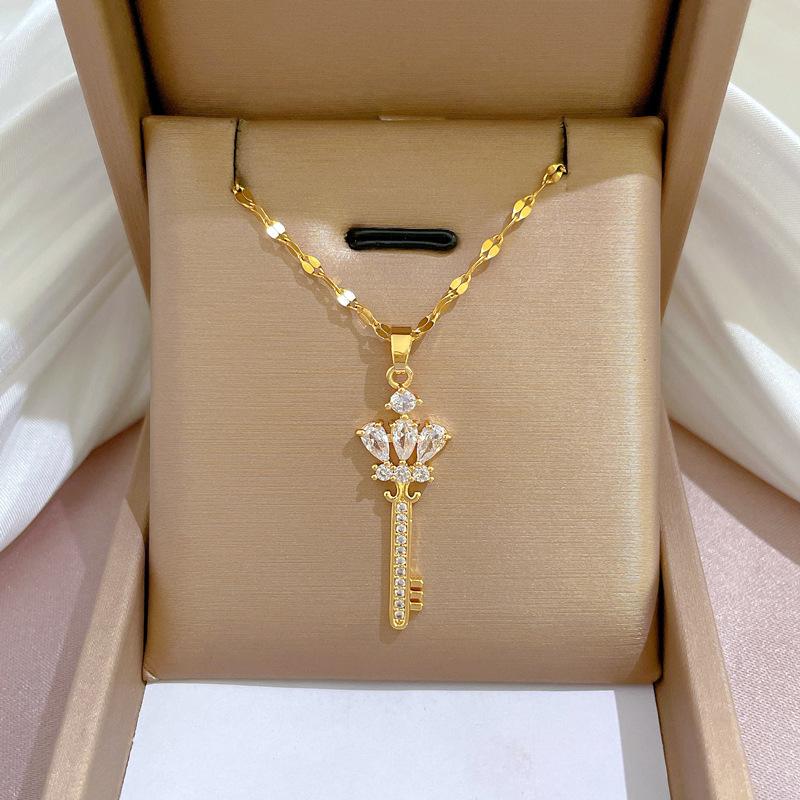 Геометрические Популярные Элементы Роскошное Банкетное Свадебное Ожерелье Женская Универсальная Цепочка на Ключицу Титановая Сталь