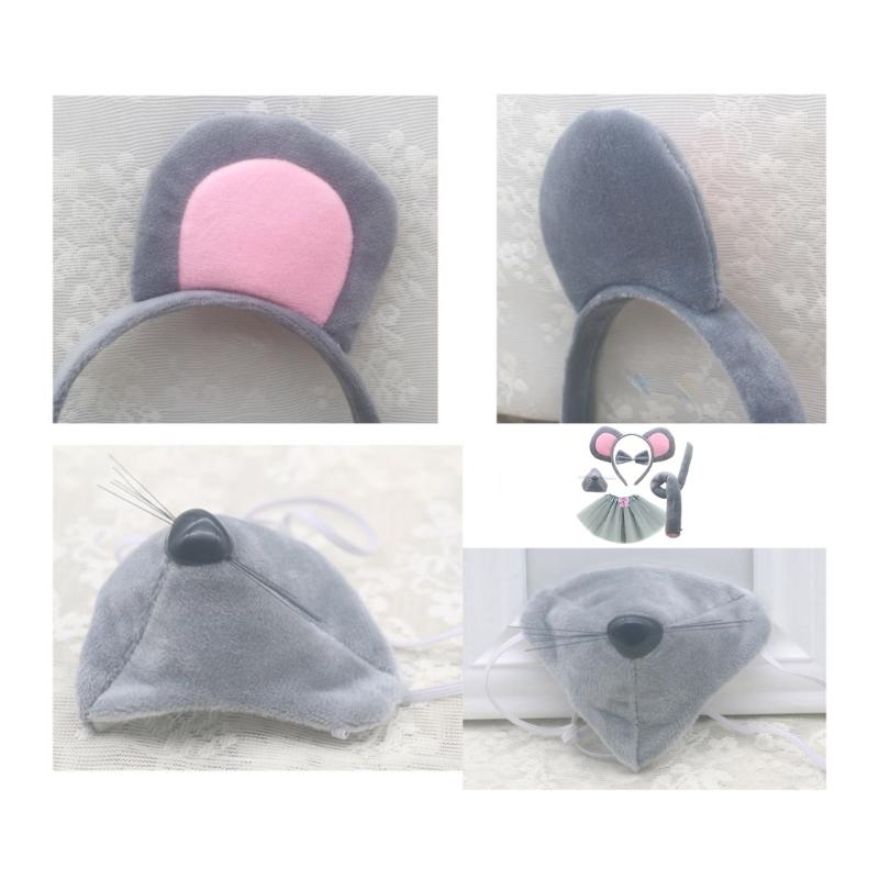 Комплект костюма мыши, повязка на голову с ушками мыши, галстук-бабочка, перчатки для носа, юбка-пачка для детей, Хэллоуин, Рождество, косплей животных