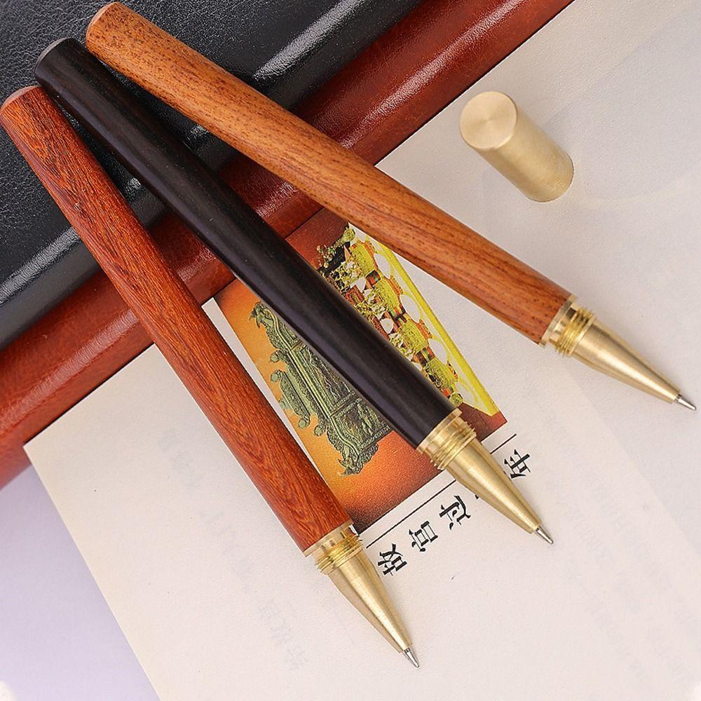 0.5mm Black Ink Ballpoint Pen Wood Body Neutral Pen Vintage Signature Pen Gift