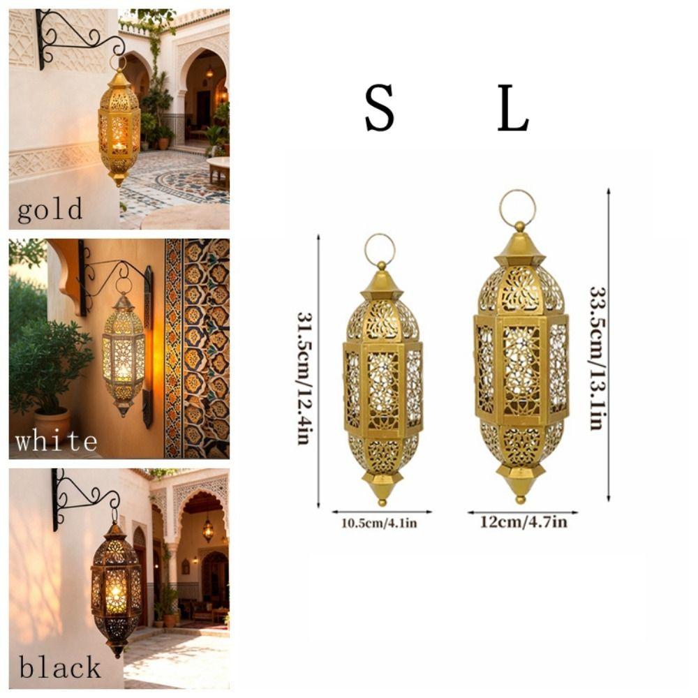 Metal Frame Metal Hollow Lantern Luxury Candle Lantern Wind Lamp Candle Holder Living Room