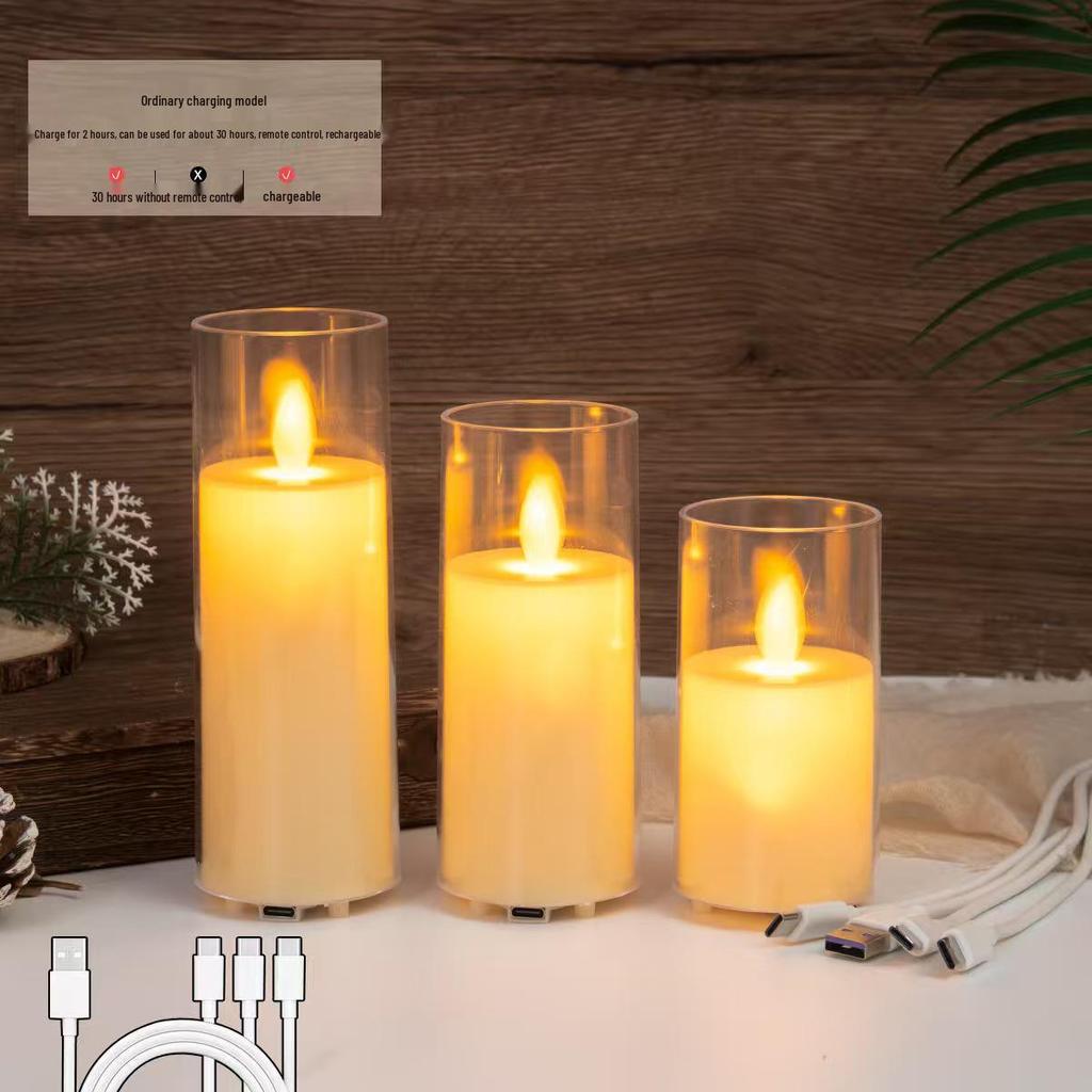 Rechargeable LED Acrylic Simulated Candle with Swinging Flame - Romantic Home Ambiance