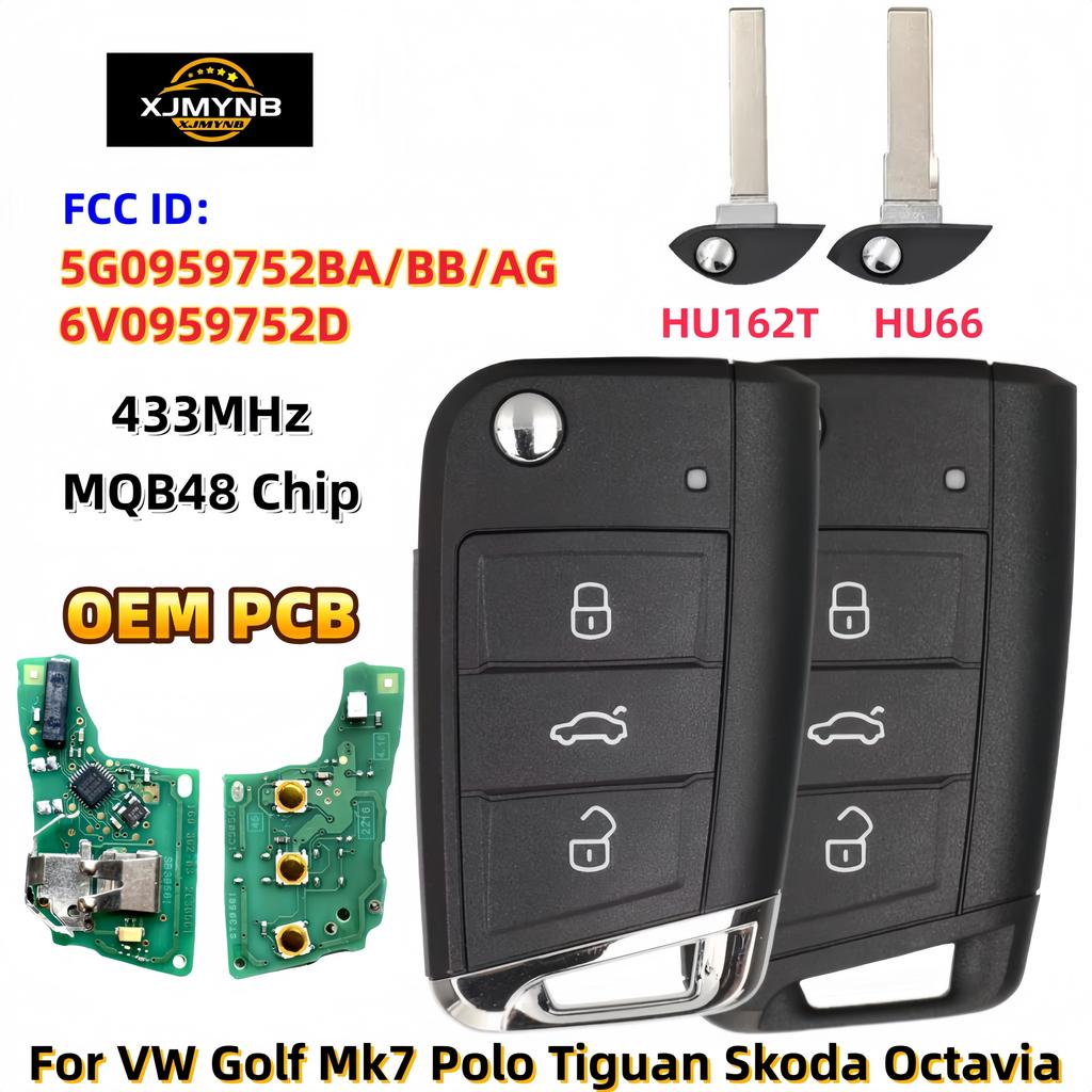 XJMYNB 5G0959752BA BB AG 6V0959752D Оригинальная печатная плата 433 МГц Чип MQB48 Умный ключ для автомобиля для VW Golf Mk7 Polo Tiguan Skoda Octavia Leon