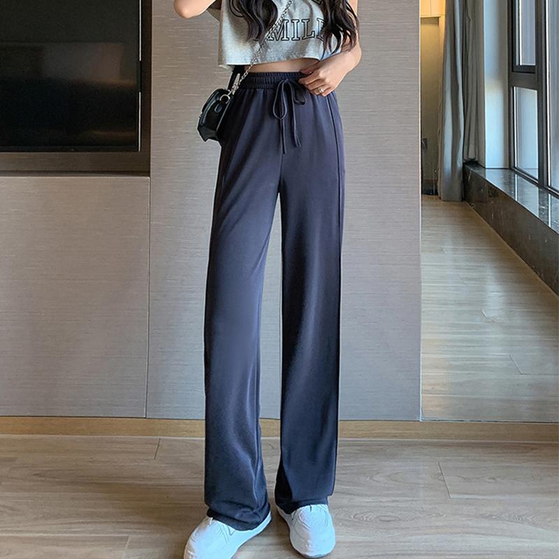 Женская одежда, черные летние мешковатые узкие брюки с завязками, прямые широкие брюки для отдыха, крутые женские брюки в корейском стиле, S-XXL