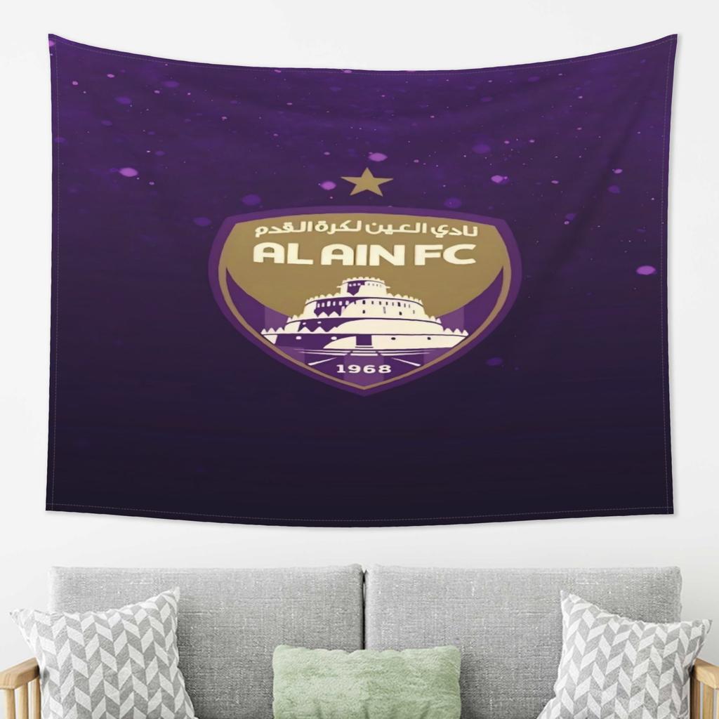 Al Ain FC Team Tapestry Purple Golden Printed Wall Hanging with Ship Design Perfect for Living Room Bedroom Office Decor